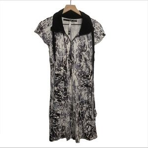 Kenzie Sleeveless Black & White Zip Up Dress Med